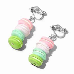 Rainbow Macaroons Clip-On Drop Earrings